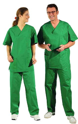 OP-Hose - Damen und Herren Hose mit Rundumgummizug - in vielen Farben, Grün - I (D=38/40 - H=44/46)