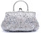 VENI MASEE Collection Antique Floral Seed/Bead/Sequin Soft Clutch Evening Bag, Exquisite Seed Bead Sequined Leaf Evening Clutch Handbag, Gift Ideas-Colors Various Silver