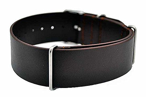 Uhrenhuette Uhrenarmband Durchzugsband Kalbleder NATO Leder 18mm braun