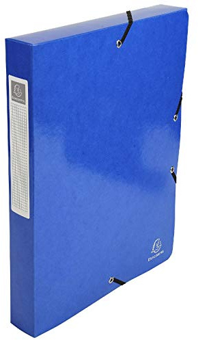 Exacompta 59928E -1 Abheftbox mit Gummibändern IDERAMA aus Glanzkarton 600g/m2 Rückseite 4 cm Maße 25 x 33 cm für A4-Dokumente Farbe dunkelblau wird montiert geliefert