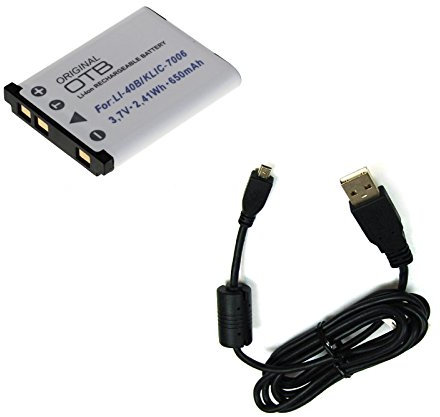 bg-akku24 Akku und Ladekabel, Datenkabel, USB-Kabel für Olympus VH-210, VR-310, VR-320, VR-325, VR-330, D-720