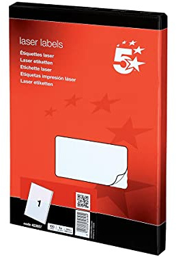 5 Star Etiketten für Laserdrucker, 199,6 x 289,1 mm, Weiß, 100 Stück
