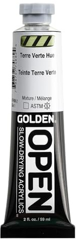 GOLDEN OPEN Slow-Drying Acrylics, Terre Verte Hue, 2 fl. oz. Tube