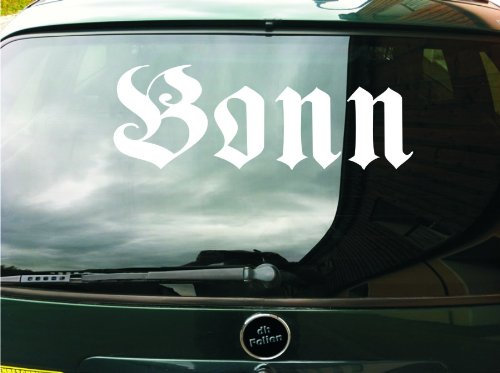 cartattoo4you® AH-00654 | BONN - Fraktur/Altdeutsche Schrift | Autoaufkleber Aufkleber Farbe weiß, in 24 Farben erhältlich, glänzend 57 x 20 cm Premium-Qualität Waschstrassenfest