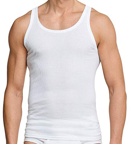 Schiesser 4er - Pack Herren Unterhemden, Achselhemden, Weiß, Doppelripp (XXL / (8))