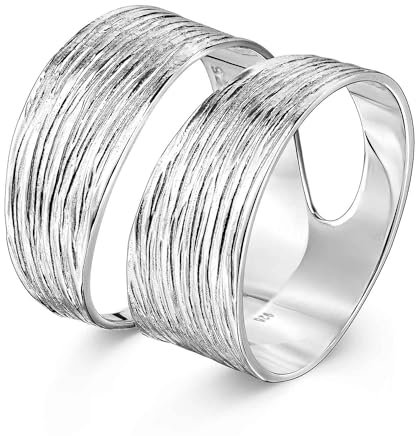 MATERIA 925 Sterling Silber Wickel Ring - Silber Band Ring breit mattiert inkl. Schmuckbox #SR-73, Ringgrößen:57 (18.1 mm Ø)