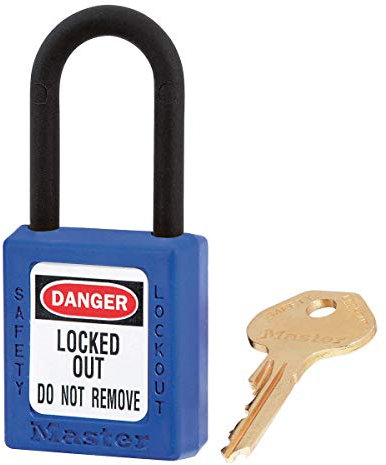 Master Lock 406BLU Cadenas de Consignation en Thermoplastique Diélectrique pour Installations Electriques, Bleu, Anse 3,8 x 2 cm