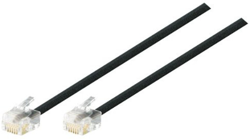 TPFNet Premium Modular-Kabel, Telefon Kabel (2X RJ11 Stecker, 4-polig, belegt) zum Anschluss von Telefonen, Faxgeräten und Modems, Schwarz, 10m