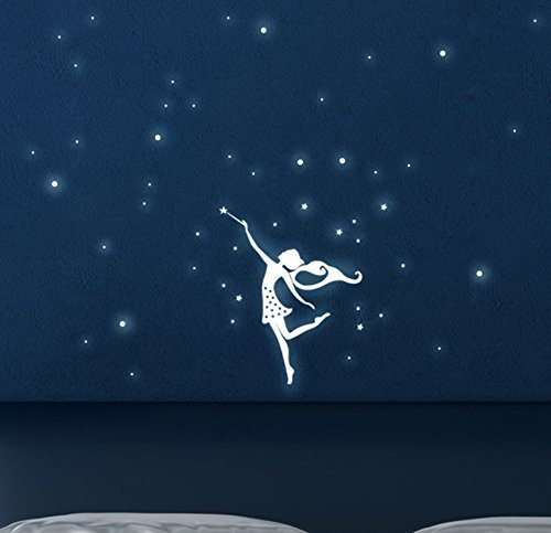 Wandtattoo Elfe Fee fluoreszierend Leucht Punkte Wandtattoo Punkte fluoreszierend leuchtende Elfe Feen Sternenhimmel Leuchtsticker M1165