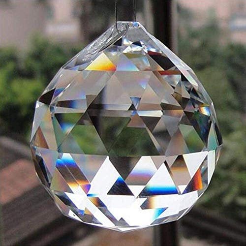 Petrichor Clear Crystal Hanging Ball Feng Shui Prisms Sun-Catcher Window Decorative Good Luck Prosperity - Home Decoration/Gifting (60 MM, 5 x 5 x 6 cm)