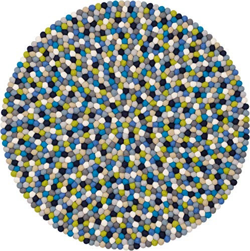 myfelt Filzkugelteppich Fritz - Ø 70 cm, ideal für Schlaf-, Wohn-, Kinderzimmer, Flur & Bad