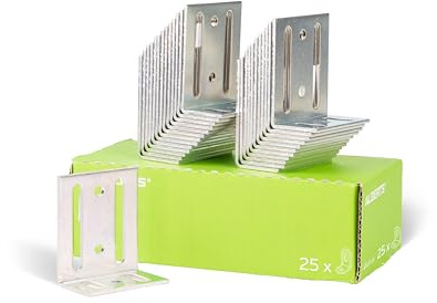 Alberts 847609 Verstellwinkel | mit Langloch | galvanisch verzinkt, dickschichtpassiviert | 40 x 77 x 65 mm | 25er Set