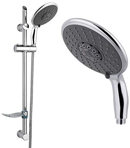 EcoSpa 'Blast' Bathroom Shower Kit Including Modern Straight Riser Rail and Large 3 Mode Handset in Chrome