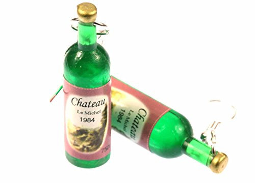 Miniblings Flaschen Ohrringe Weinflasche CHATEAU Mini Fläschchen grün - Handmade Modeschmuck I Ohrhänger Ohrschmuck versilbert