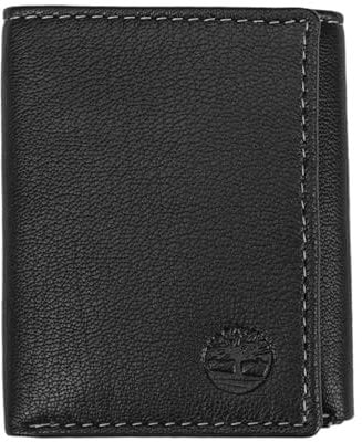 Timberland Herren Leather Trifold Wallet with Id Window Reisezubehr-Dreifachgefaltete Brieftasche, Schwarz (Blix), Einheitsgröße