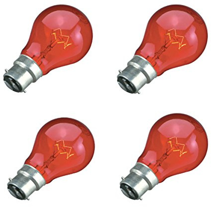 4 x 40W Red Fireglow Light Bulbs Bayonet BC B22 for flame Effect Electric Fires