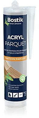Bostik Joint Acryl Parquet et Sols Stratifié - Colle Mastic Acrylique - Compatible Tous Vernis - Sans Solvant - Couleur : Gris, Cartouche 300 ml