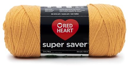 Red Heart Super Saver Yarn, Acrylic, Gold, 22.86 x 7.62 x 7.62 cm