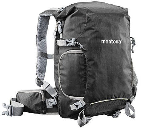 Mantona Kamerarucksack ElementsPro 30 Outdoor Rucksack schwarz inkl. abnehmbarem Hüftgurt und Regenschutzhülle, Fotorucksack geeignet für DSLR- oder Systemkameraausrüstung