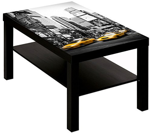 B-wie-Bilder.de Couchtisch mit Motiv Städte New York Taxi USA Farbe Schwarz
