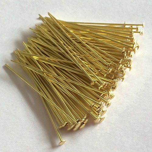 100x Prismenstifte 0,8 x 38mm goldfarben Großkopf 2,8mm - Kettelstifte - Nietstifte - Schmuckstifte - Bastelbedarf - Messingdraht