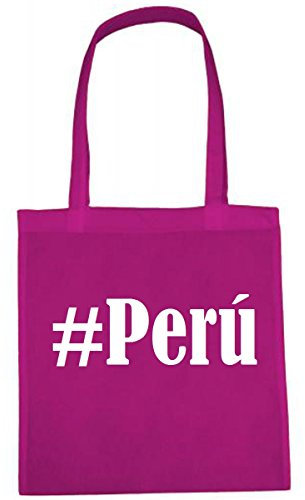 Reifen-Markt Tasche #Perú Größe 38x42 Farbe Pink Druck Weiss