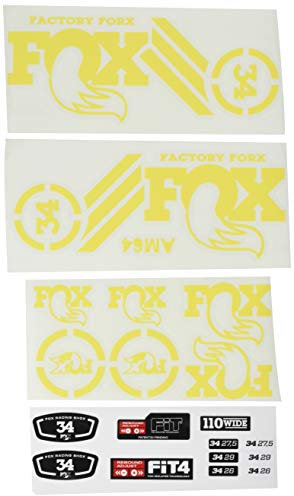 Ecoshirt Sticker Fork Fox 34 Am64 Aufkleber Decals Autocollants Adesivi Forcela Gabel Fourche, gelb