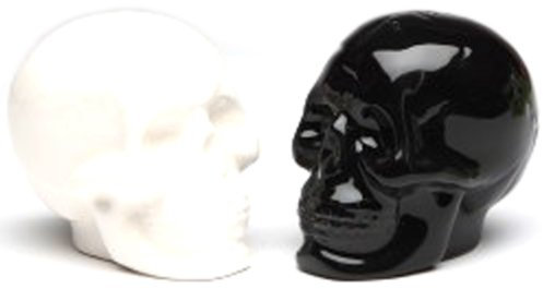 Black & White Skull Salt & Pepper Shakers, 6.4cm H