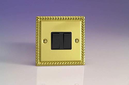 VARILIGHT Georgian Brass Classic 2-Gang 10A 1- or 2-Way Rocker Switch XG2B