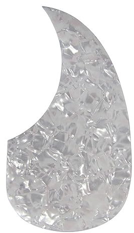 IKN Akustikgitarren-Schlagbrett Komma Form 3M Selbstklebende Zelluloid Material Kratzplatte, White Pearl