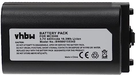 vhbw Akku kompatibel mit Symbol MC3000R-LM28S00KER, MC3000R-LM28S00LER, MC3000R-LM38S00K-E Barcodescanner POS (4400 mAh, 3,7 V, Li-Ion)