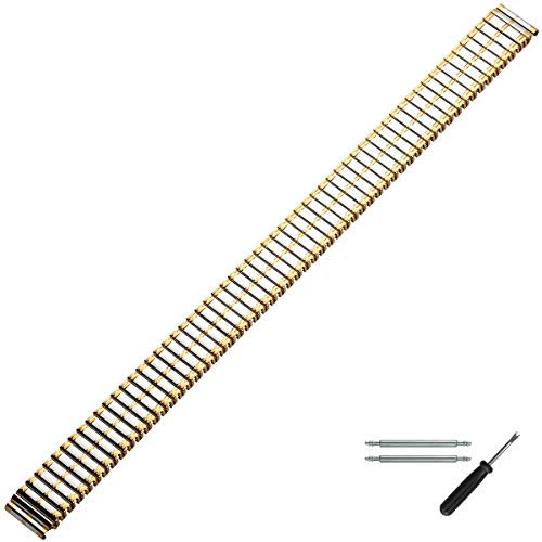 MARBURGER Uhrenarmband 12mm Edelstahl Silber Gold XL - Werkzeug Montage Set 82601340020