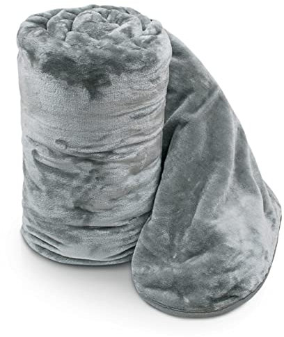 Ashley Mills Soft Luxury Faux Velvet Fur Mink Throw Over Sofa Bed Blanket Silver Smoke Grey Double 150x200cms