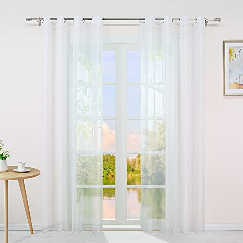 Yujiao Mao Voile Vorhang Ösen Gardinen Schal Uni Transparent Ösenvorhang 1er-Pack BxH 140x145cm Weiß