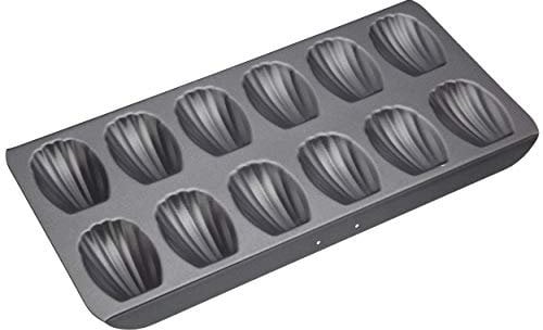 MasterClass Madeleine-Blech mit PTFE-, PFOA- und BPA-freier Antihaftbeschichtung, robuster 1 mm dicker Karbonstahl, 12-Loch-Kuchenform, 40x 20 cm, grau