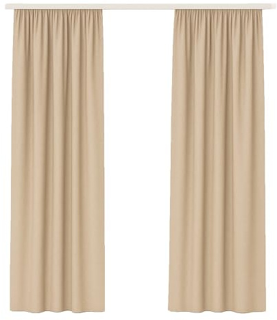 Bestlivings Dekoschal Ellen 2er Pack inkl. Raffhalter (140x245cm / Beige) Vorhang Blickdicht Aber Lichtdurchlässig mit Kräuselband Gardine mit Universalband