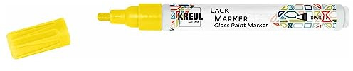 KREUL 47015 - Lackmalstift medium gelb, mit Rundspitze Strichstärke 2 - 4 mm zum Gestalten, Beschriften und Verzieren von kleinen, originellen Geschenken, Karten, uvm.
