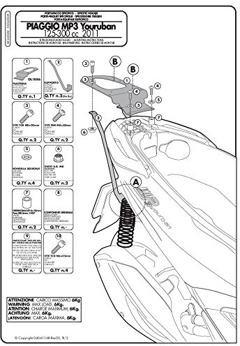 Givi SR5600MGIVI Topcase-Träger für Monokey Koffer, Schwarz, Größe 40