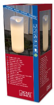 Konstsmide LED Echtwachskerze, weiß, zerlaufene Wachsoptik, 30 cm, warm weiß flackernde Dioden, 24V Außentrafo, transparentes Kabel - 1952-100