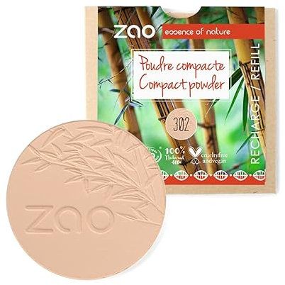 Bio Make Up Vegan Compact Powder ZAO Refill 9 g – Vegane Naturkosmetik Schminke Puder – deckend & mattierend – Nachfüller Nr. 302 Pink Beige