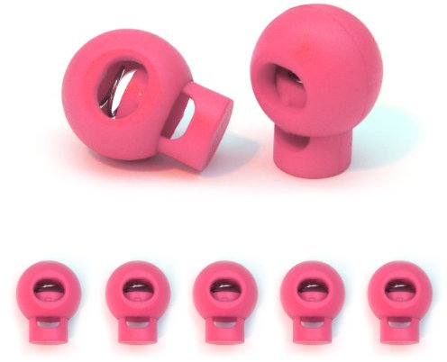 Ganzoo Kordelstopper 1-Loch 5mm, 5 Stück, Federverschluss, Tanka, Kordelklemme für Seile, Schnürsenkel, Kordeln, Schnur, Rucksack, Gummikordel, Schnellverschluss, Seilstopper, Kunststoff, pink