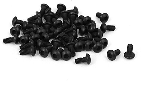 sourcing map 50 Stück M2x4mm Metall Grad 10.9 Knopfkopf Innensechskant Bolzen Sechskantschrauben Verschluss