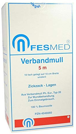VERBANDMULL 5x1 m zickzack BW 20/100 unsteril 1 St