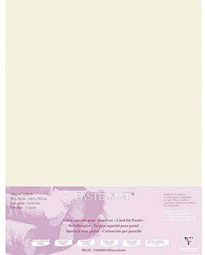 Clairefontaine 96166C Packung (mit 5 Zeichenbögen Pastelmat, 50 x 70 cm, 360 g, ideal für Trockentechniken und Pastell) sand
