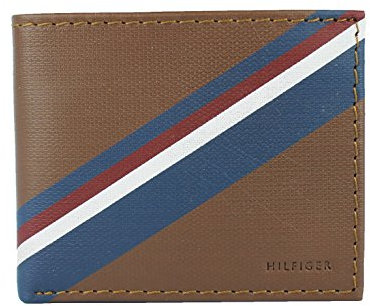 Tommy Hilfiger Herren-Geldbörse aus Leder mit doppeltem Billfold Passcase (Honey Tan)