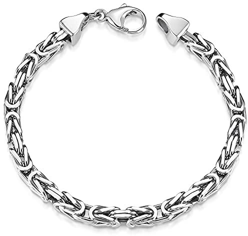 MATERIA Königskette Silber Herren Armband 21cm 5,4mm 31,5g diamantiert rhodiniert SA-10-21 cm