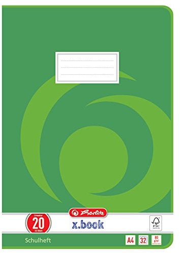 Herlitz Schulheft x.book A4, blanko, Lineatur 20, 32 Blatt, 5 Stück