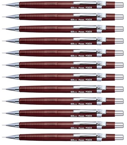 Pentel Sharp 200 P203 Druckbleistift, 0.3 mm, Härtegrad HB, braun (12 Stück)