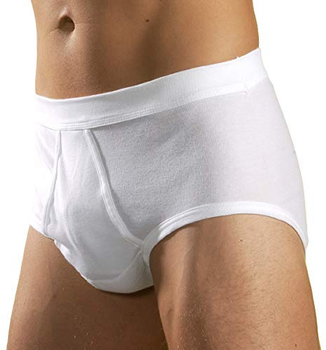 HERMKO 3240 Slip Homme avec Ouverture en 100% Coton Biologique Lavable à 90°C, Taille:4 (L), Couleur:Blanc