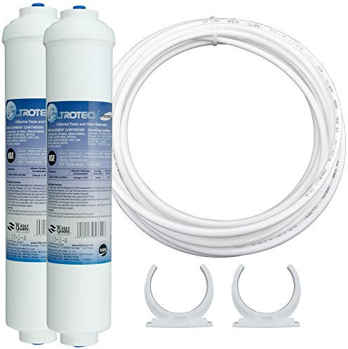 Kühlschrankfilter Aktivkohleblock Ersatz für Samsung DA29-10105J HAFEX/EXP DA2010CB LG In-Line Wasserfilter mit 5m Wasserschlauch, 2x Halterungsclips
